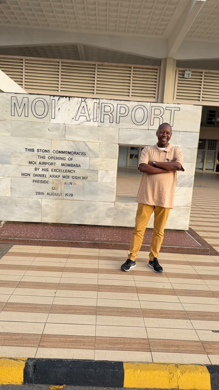 Saringi Tours staff member at Moi International Airport, Mombasa