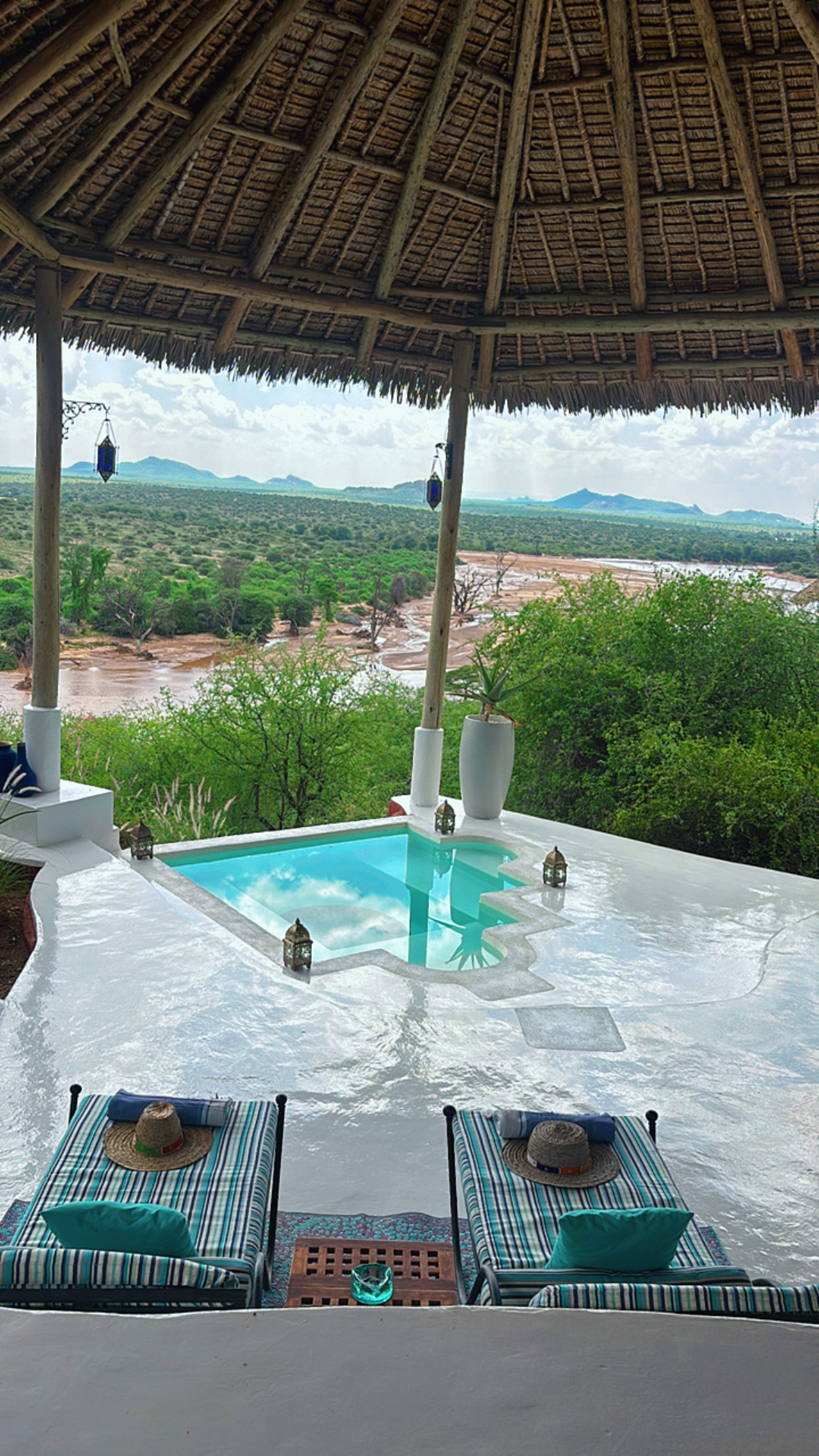 Sasaab Lodge pool overlooking Ewaso Nyiro River, Samburu